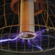 Imagen de una bobina de Tesla. Foto: Wikimedia Commons.